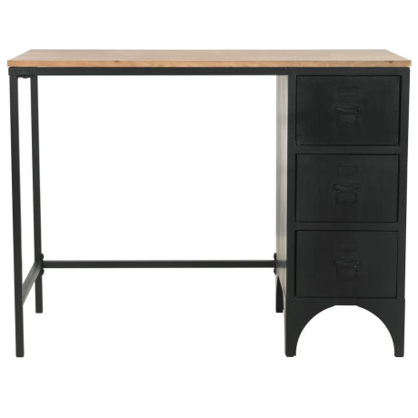 vidaXL Bureau 100x50x76 cm massief vurenhout en staal afbeelding2 - 1