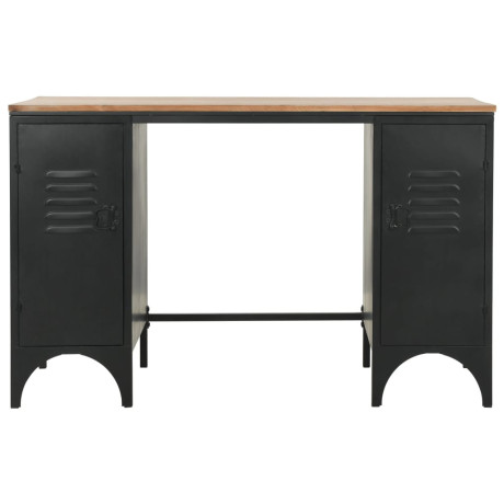 vidaXL Bureau 120x50x76 cm massief vurenhout en staal afbeelding2 - 1