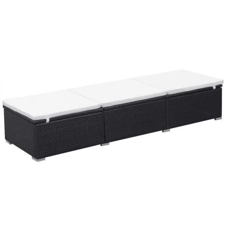 vidaXL Ligbed met kussen poly rattan zwart afbeelding2 - 1