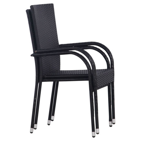 vidaXL Tuinstoelen stapelbaar 2 st poly rattan zwart afbeelding2 - 1