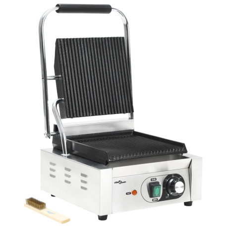 vidaXL Panini grill gegroefd 1800 W 31x30,5x20 cm roestvrij staal afbeelding2 - 1