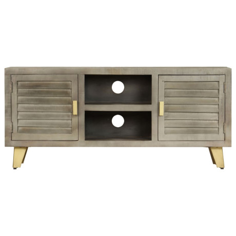 vidaXL Tv-meubel 110x30x48 cm massief mangohout met messing grijs afbeelding2 - 1