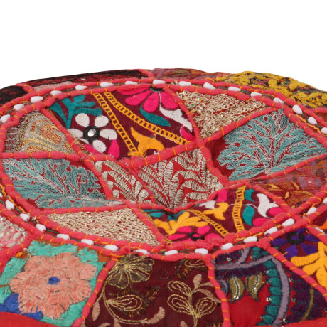 vidaXL Poef patchwork rond handgemaakt 40x20 cm katoen rood afbeelding2 - 1