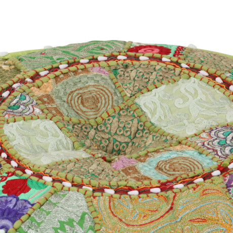 vidaXL Poef patchwork rond handgemaakt 40x20 cm katoen groen afbeelding2 - 1