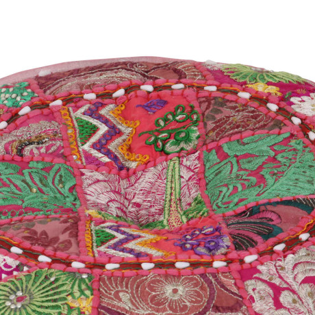 vidaXL Poef patchwork rond handgemaakt 40x20 cm katoen roze afbeelding2 - 1