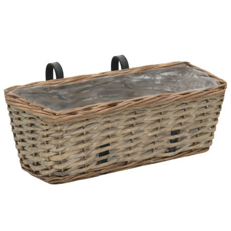 vidaXL Balkonbakken 2 st 40 cm wicker met PE-voering afbeelding2 - 1