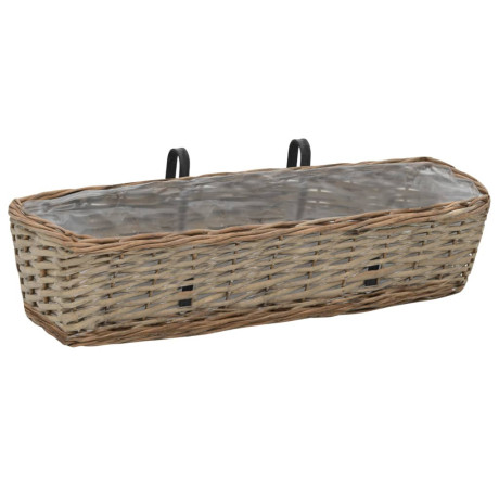 vidaXL Balkonbakken 2 st 60 cm wicker met PE-voering afbeelding2 - 1