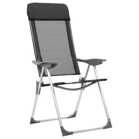 vidaXL Campingstoelen inklapbaar aluminium zwart 2 st afbeelding2 - 1