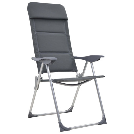 vidaXL Campingstoelen 58x69x111 cm aluminium grijs 2 st afbeelding2 - 1