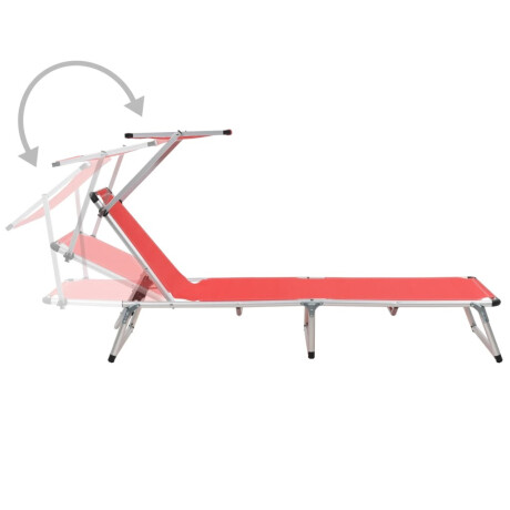 vidaXL Ligbed inklapbaar met dak aluminium en textileen rood afbeelding2 - 1