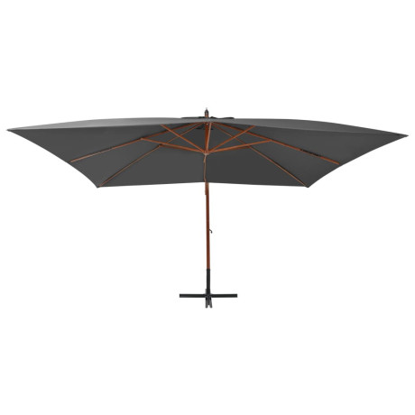 vidaXL Zweefparasol met houten paal 400x300 cm antracietkleurig afbeelding2 - 1