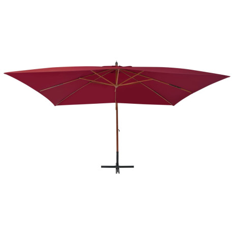 vidaXL Zweefparasol met houten paal 400x300 cm bordeauxrood afbeelding2 - 1