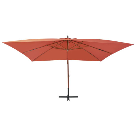 vidaXL Zweefparasol met houten paal 400x300 cm terracottakleurig afbeelding2 - 1