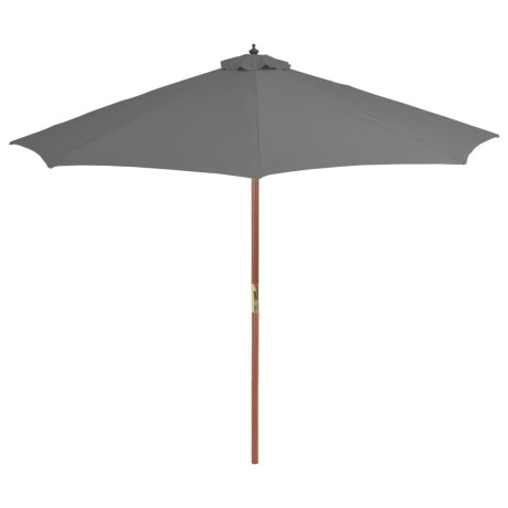 vidaXL Parasol met houten paal 300 cm antraciet afbeelding2 - 1