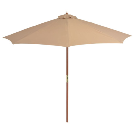 vidaXL Parasol met houten paal 300 cm taupe afbeelding2 - 1