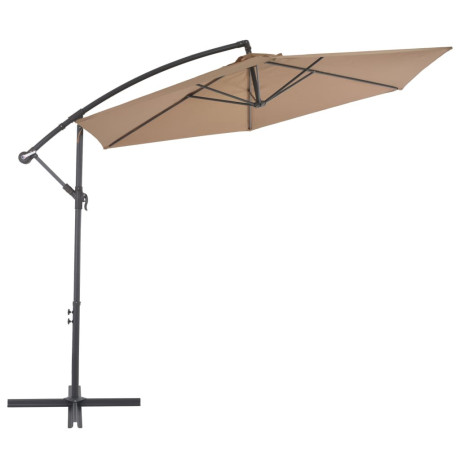 vidaXL Zweefparasol met aluminium paal 300 cm taupe afbeelding2 - 1