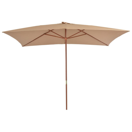 vidaXL Parasol met houten paal 200x300 cm taupe afbeelding2 - 1