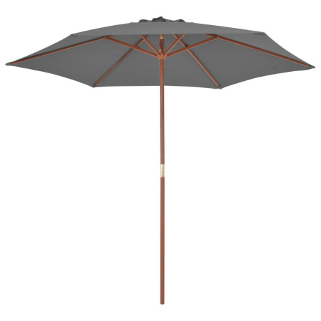 vidaXL Parasol met houten paal 270 cm antraciet afbeelding2 - 1