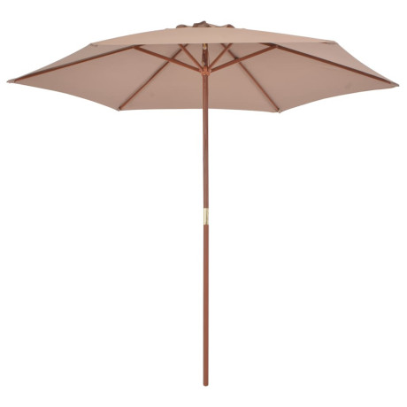 vidaXL Parasol met houten paal 270 cm taupe afbeelding2 - 1