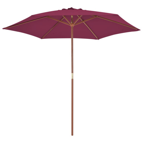 vidaXL Parasol met houten paal 270 cm bordeauxrood afbeelding2 - 1