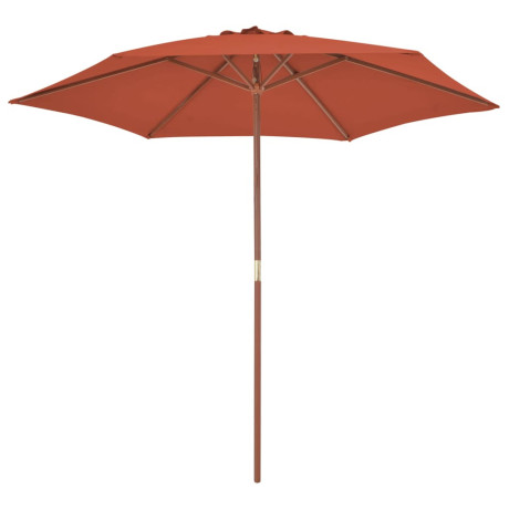 vidaXL Parasol met houten paal 270 cm terracotta afbeelding2 - 1