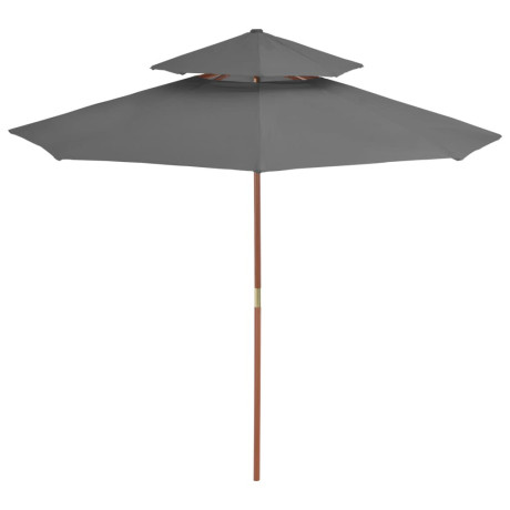 vidaXL Parasol dubbeldekker met houten paal 270 cm antraciet afbeelding2 - 1