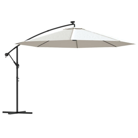 vidaXL Zweefparasol met LED-verlichting en metalen paal 350 cm zand afbeelding2 - 1