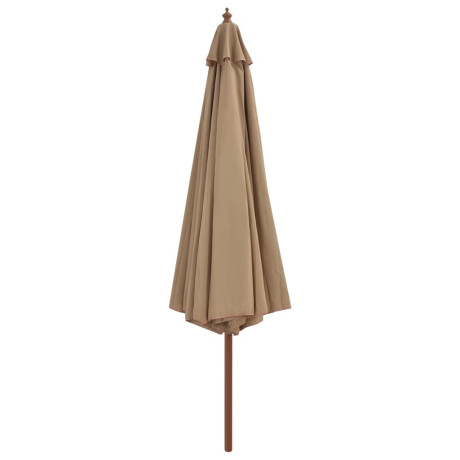 vidaXL Parasol met houten paal 350 cm taupe afbeelding2 - 1