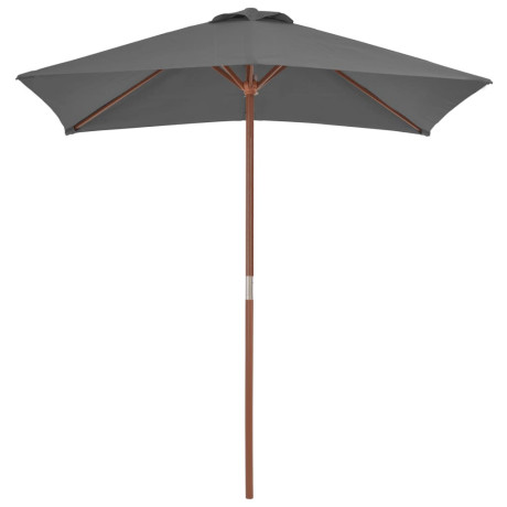 vidaXL Parasol met houten paal 150x200 cm antraciet afbeelding2 - 1