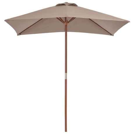 vidaXL Parasol met houten paal 150x200 cm taupe afbeelding2 - 1