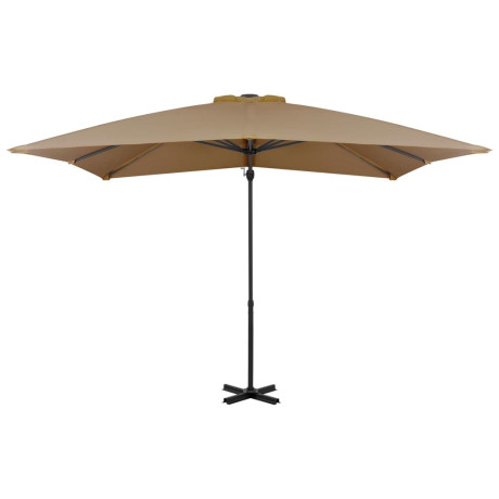 vidaXL Zweefparasol met aluminium paal 250x250 cm taupe afbeelding2 - 1