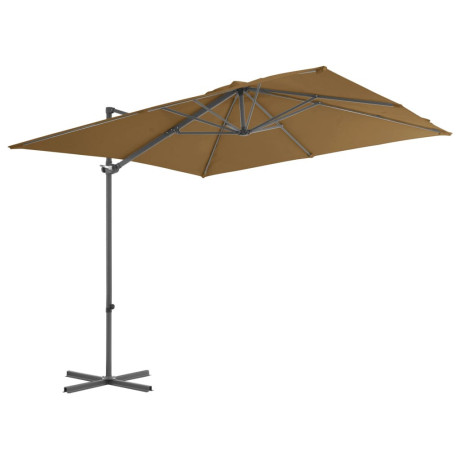 vidaXL Zweefparasol met stalen paal 250x250 cm taupe afbeelding2 - 1