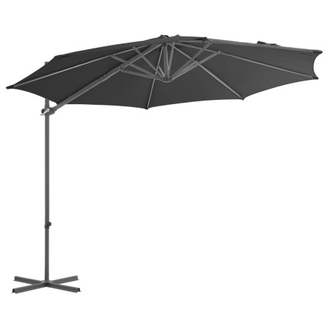 vidaXL Zweefparasol met stalen paal 300 cm antracietkleurig afbeelding2 - 1