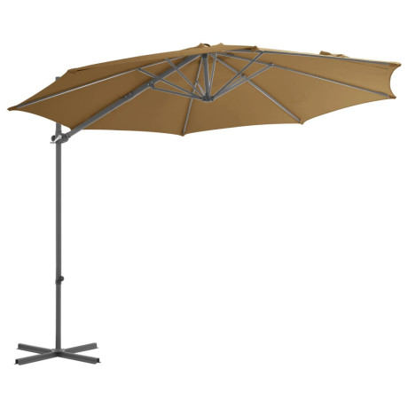 vidaXL Zweefparasol met stalen paal 300 cm taupe afbeelding2 - 1