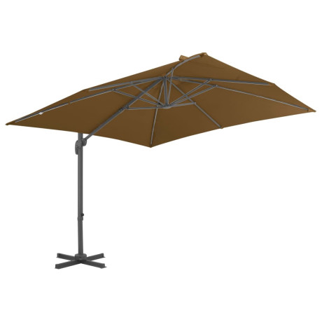 vidaXL Zweefparasol met aluminium paal 300x300 cm taupe afbeelding2 - 1