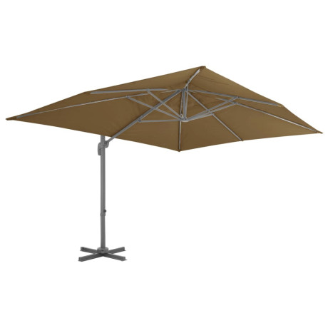 vidaXL Zweefparasol met aluminium paal 400x300 cm taupe afbeelding2 - 1