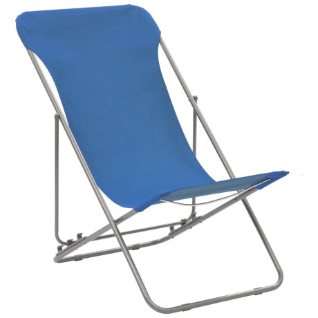 vidaXL Strandstoelen inklapbaar 2 st staal en oxford stof blauw afbeelding2 - 1