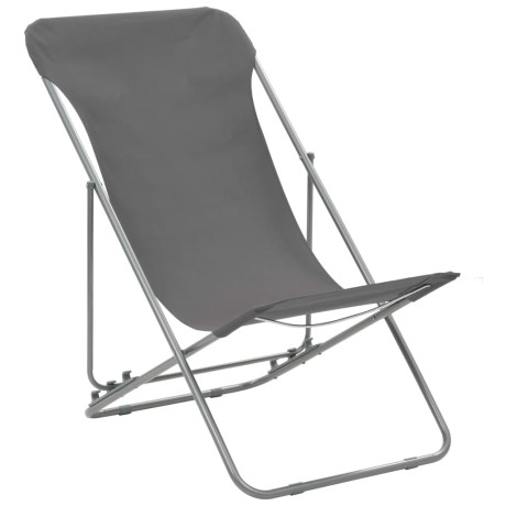 vidaXL Strandstoelen inklapbaar 2 st staal en oxford stof grijs afbeelding2 - 1