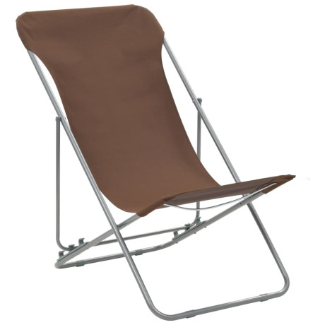 vidaXL Strandstoelen inklapbaar 2 st staal en oxford stof bruin afbeelding2 - 1