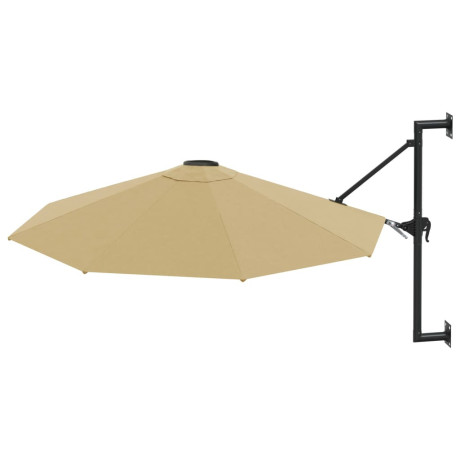 vidaXL Wandparasol met metalen paal 300 cm taupe afbeelding2 - 1