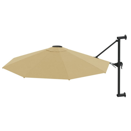 vidaXL Wandparasol met metalen paal 300 cm taupe afbeelding2 - 1