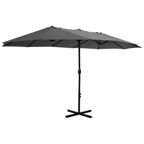 vidaXL Parasol met aluminium paal 460x270 cm antraciet afbeelding2 - 1