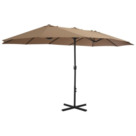 vidaXL Parasol met aluminium paal 460x270 cm taupe afbeelding2 - 1