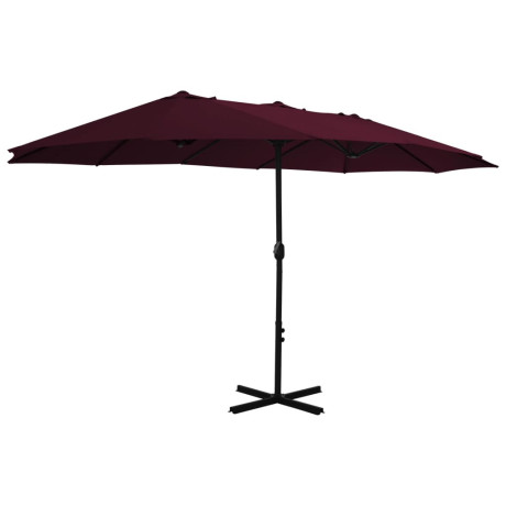 vidaXL Parasol met aluminium paal 460x270 cm bordeauxrood afbeelding2 - 1