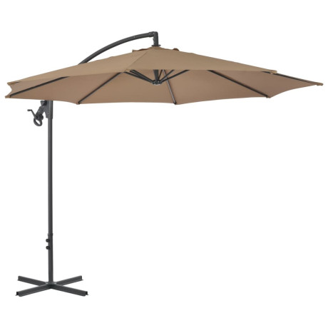 vidaXL Zweefparasol met stalen paal 300 cm taupe afbeelding2 - 1