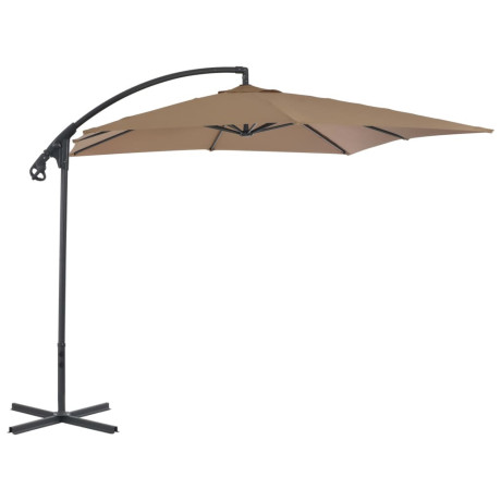 vidaXL Zweefparasol met stalen paal 250x250 cm taupe afbeelding2 - 1