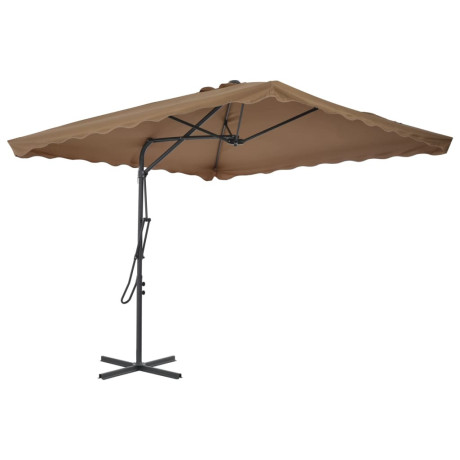 vidaXL Parasol met stalen paal 250x250 cm taupe afbeelding2 - 1