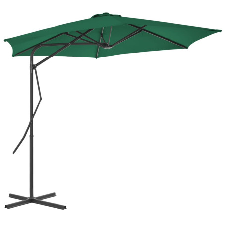 vidaXL Parasol met stalen paal 300 cm groen afbeelding2 - 1