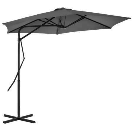 vidaXL Parasol met stalen paal 300 cm antraciet afbeelding2 - 1