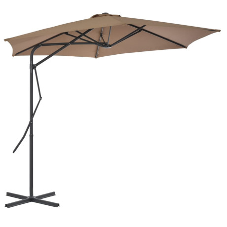 vidaXL Parasol met stalen paal 300 cm taupe afbeelding2 - 1